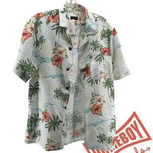 Tropical Floral Men's Shirt - White and Green